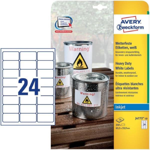 AVERY CONF 240 ETICHETTE ADESIVE IN POLIESTERE 33,9X63,5 mm BIANCO